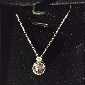 Sterling silver pink and diamond necklace